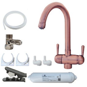 Hommix Pardenia Copper 3-Way Tap & Advanced Single Filter Under-sink Drinking Water Filter & Filter Kit
