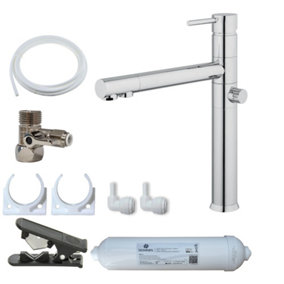 Hommix Picasso Chrome 3-Way Tap & Advanced Single Filter Under-sink Drinking Water & Filter Kit