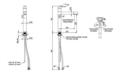 Hommix Picasso Chrome 3-Way Tap & Advanced Single Filter Under-sink Drinking Water & Filter Kit