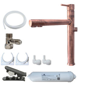 Hommix Picasso Copper 3-Way Tap & Advanced Single Filter Under-sink Drinking Water & Filter Kit