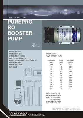 hommix PurePro Diaphragm Booster Pump  (HF-8367) for Reverse Osmosis Systems