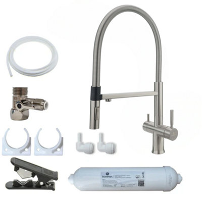 Hommix Riva Brushed Steel 3-Way Tap & Advanced Single Filter Under-sink ...