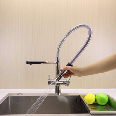 Hommix Riva Chrome 3-Way Tap & Advanced Single Filter Under-sink Drinking Water & Filter Kit