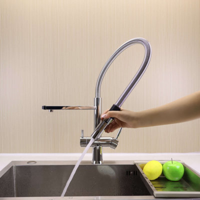 Hommix Riva Chrome 3-Way Tap & Advanced Single Filter Under-sink Drinking Water & Filter Kit