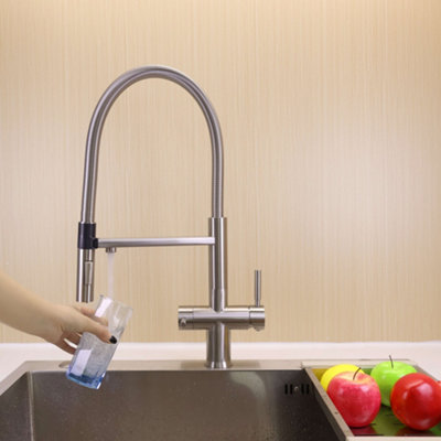 Hommix Riva Chrome 3-Way Tap & Advanced Single Filter Under-sink Drinking Water & Filter Kit
