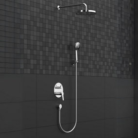 Hommix Rubineta Kubo-2F-Uno Chrome Concealed & Wall Mounted Shower Set
