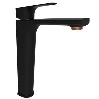 Hommix Rubineta Modena-18/D Black & Rose Gold Basin Tap