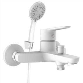 Hommix Rubineta Uno-10/K White Bathroom Mixer & Shower Set