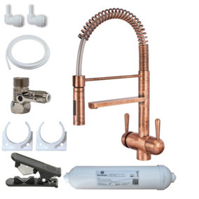 Hommix Tatiana Copper Handle 3-Way Tap Pull-Out Advanced Single Filter Under-sink Drinking Water & Filter Kit