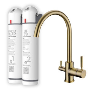 Hommix Ultra UF & Softening Drinking Water Filter with Verona Brushed Brass
