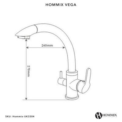 Hommix Vega Chrome 3-Way Tap (Triflow Filter Tap)