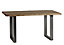 Hommoo Industrial Solid Acacia Wood And Gray Metal Base Medium Dining Table