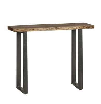 Hommoo Industrial Solid Wood And Metal Console Table