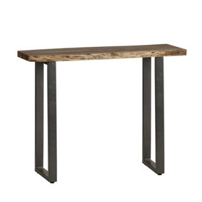 Hommoo Industrial Solid Wood And Metal Console Table