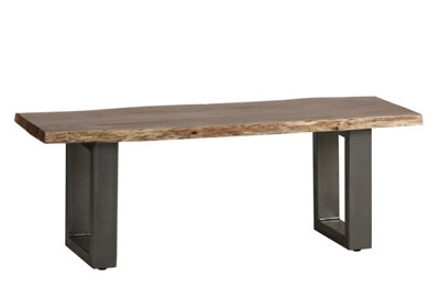 Hommoo Industrial Wood And Metal Medium Dining Bench