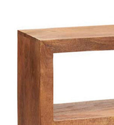 Hommoo Light Mango Wood Console Table With Bottom Shelf Hall