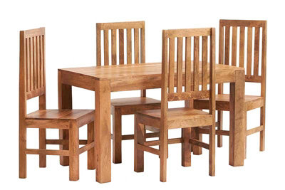 Hommoo Light Mango Wood Slat Back Dining Chair - Set Of 2
