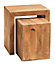 Hommoo Solid Light Mango Wood Cubed Nest Of 2 Tables In Matt Finish