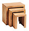 Hommoo Solid Light Mango Wood Cubed Shape Warm Look Nest Of 3 Tables In Matt Finish