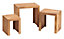 Hommoo Solid Light Mango Wood Cubed Shape Warm Look Nest Of 3 Tables In Matt Finish