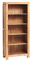 Hommoo Solid Mango Wood Large 5 Open Shelves Tall Bookcase