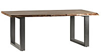 Hommoo Solid Wooden & Metal Large Dining Table