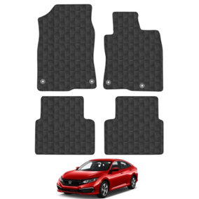 Honda Civic 2017-Onwards Car Floor Mats Rubber Tailored Fit 4pcs Set Heavy-Duty