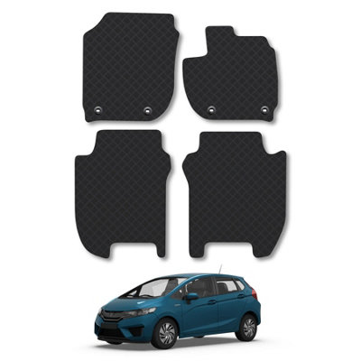 Carsio Carpet Car Mats For Honda Jazz Hybrid 2020+ Onwards Tailored Fit Floor Mat Set Complete Accessory Black Custom Fitted - All Weather, Anti-Slip Backing & Grey Trim
