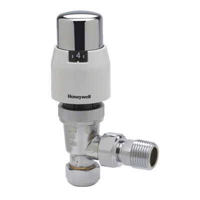Honeywell VT200E 15MM Classic Chrome Angled Thermostatic Radiator Valve TRV  | DIY at Bu0026Q