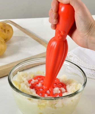 Hoobbe Red Squid Octopus Themed Ergonomic Plastic Potato Masher