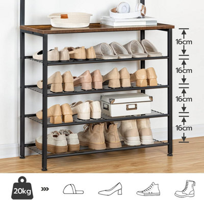 HOOBRO Coat Stand, Coat Rack with Shoe Storage, Free Standing Hall