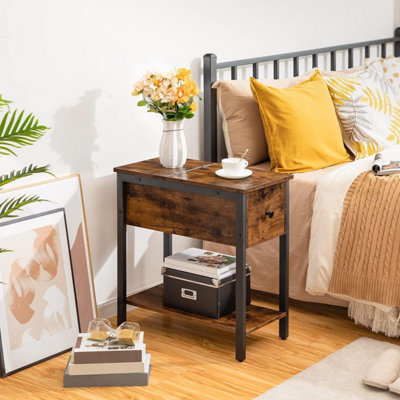 HOOBRO Narrow Side Table Slim Bedside Table for Small Spaces