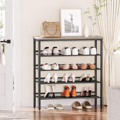 Shoe Rack 5-Tier Shoe Storage Organizer W/4 Metal Mesh Shelves for 16-20  Pairs