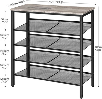 HOOBRO Shoe Rack 5 Tier Shoe Organizer Shoe Storage Rack for 16 20 Pairs Adjustable Mesh