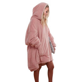 Hoodie Blanket Reversible Oversized Ultra Plush Sherpa Giant Hooded Sweatshirt - Pink