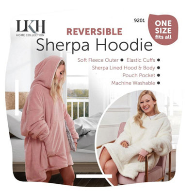 Hoodie Blanket Reversible Oversized Ultra Plush Sherpa Giant Hooded  Sweatshirt - Pink