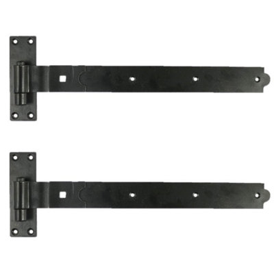 Hook and Band Gate & Garage Hinges 18" Cranked Hinge 450mm Black