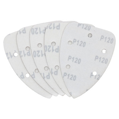 Hook And Loop Detail Sanding Pads Discs 140mm Triangular 120 Grit Fine 50pc