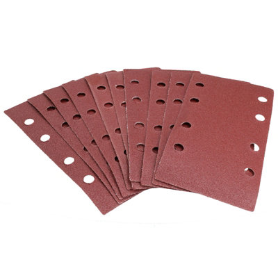 1/4 Sheet 40 Grit Aluminum Oxide Hook Loop Sandpaper S SATC 100-Pack 40 Grit Sandpaper - 1/4 Sheet Hook & Loop 5.5x4.5 Inch Palm Sander Sandpaper - Foto 2