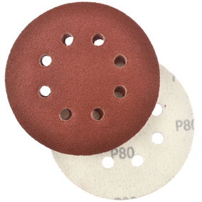 Hook/Loop Sanding Abrasive Discs Orbital DA Palm Sander 125mm 80 Grit 10 Pk