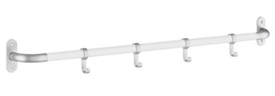 Hook Rack in matt white. 4-hooks.