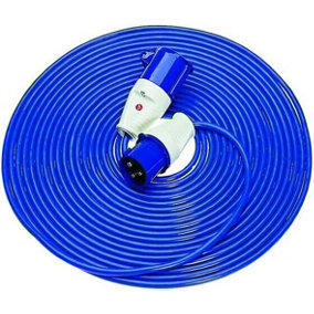 Hook Up Cable 2.5mm Blue Electric Lead - Caravan Camping 16A Mains Extension 230V