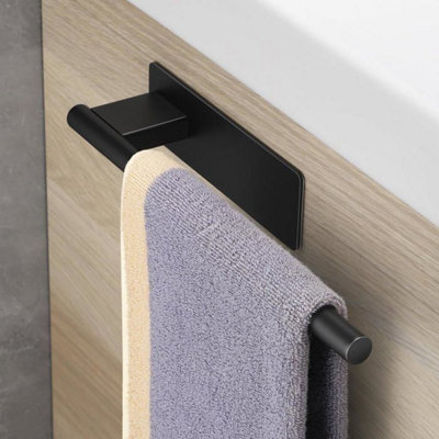 Hooks Self Adhesive Towel Holder No Drill in Matte Stainless for