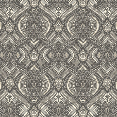 Hoopla Walls Black Ogee Damask Smooth Matt Wallpaper