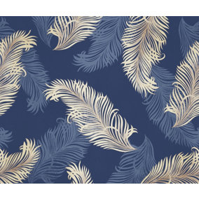 Hoopla Walls Blue Feathers Smooth Matt Wallpaper