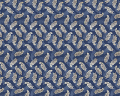Hoopla Walls Blue Feathers Smooth Matt Wallpaper