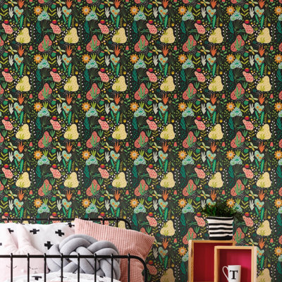 Hoopla Walls Bug Garden Marmalade Twist 10m Wallpaper