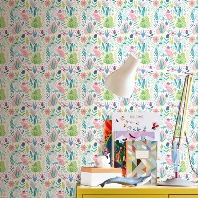 Hoopla Walls Bug Garden Sky Mix 10m Wallpaper