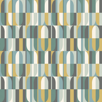 Hoopla Walls Building Blocks Petrol Mix Smooth Matt Wallpaper