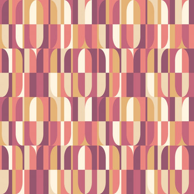 Hoopla Walls Building Blocks Plum & Gold Smooth Matt Wallpaper